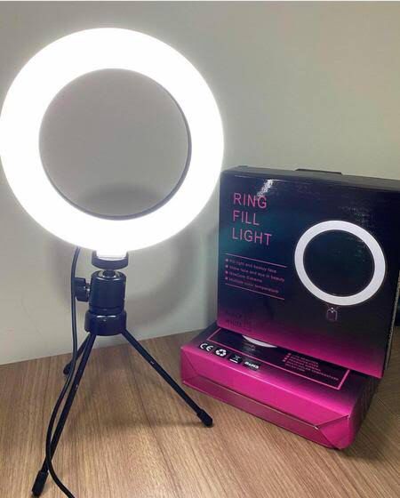 Ring Light De Mesa Iluminador De Led Tripé 8 Polegadas com Suporte Celular * PRONTA-ENTREGA *