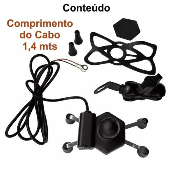 Suporte garra para celular moto universal com carregador usb * PRONTA-ENTREGA *