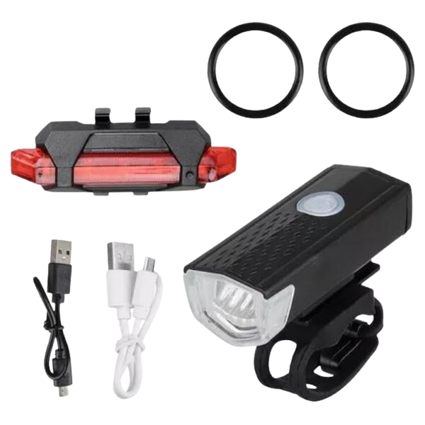 Kit Bike Farol Frontal + Traseiro Ultra Led Usb Recarregável * PRONTA-ENTREGA *