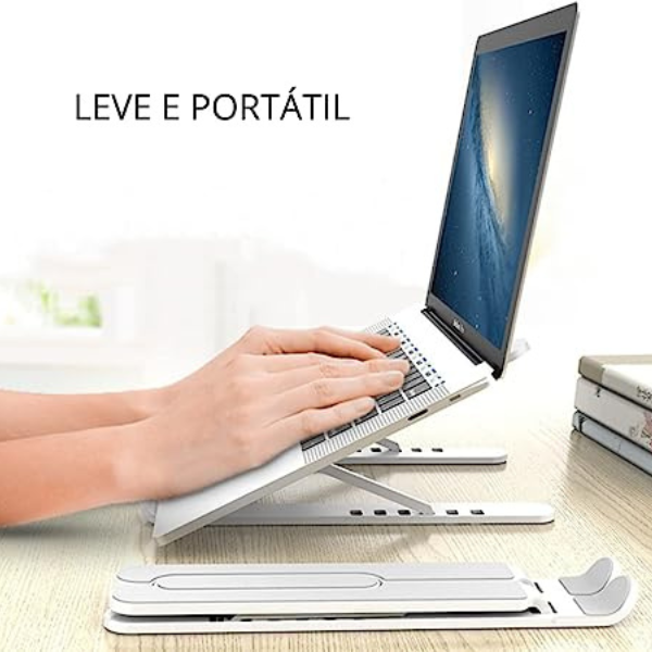 Suporte Notebook Ajustável Base Tablet Netbook Ergonômico Dobrável Regulável Leve Apoio Universal (PLÁSTICO)  * PRONTA-ENTREGA *