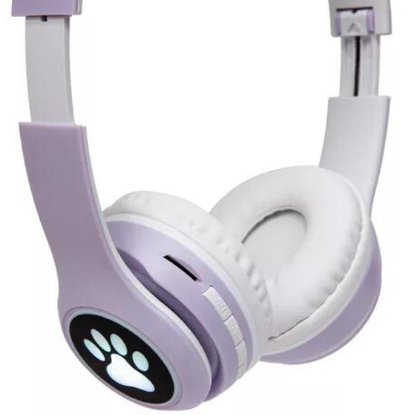 Fone Bluetooth Orelha De Gato Led Colorido (ROXO) * PRONTA-ENTREGA *