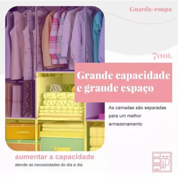 Organizadores de Roupa Dobrável 2 Portas Armário Para Organizar Roupa (PRETO) * PRONTA-ENTREGA *