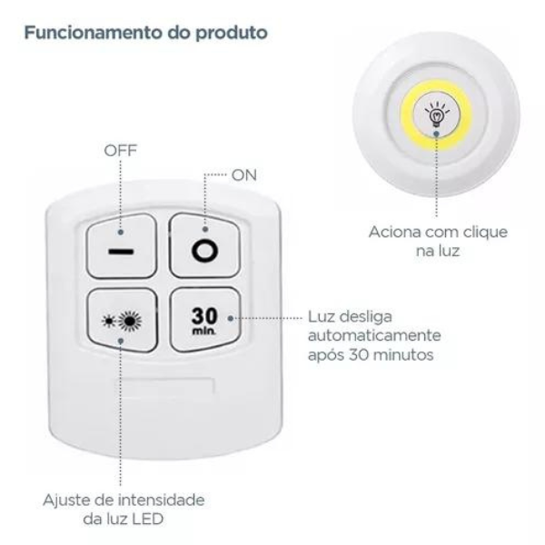 Kit 3 Lâmpadas Luminária Led Controle Sem Fio * PRONTA-ENTREGA *