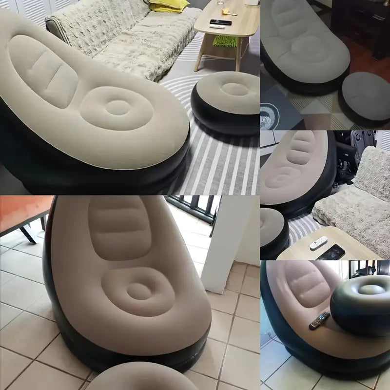 Poltrona Inflável Ultra Lounge Com Pufe Sofá Preguiçoso * PRONTA-ENTREGA *