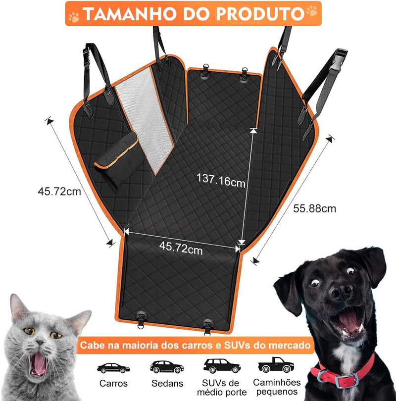 Capa Protetora Banco Traseiro Pet Cães Gatos Passagem Cinto 4 em 1 * PRONTA-ENTREGA *