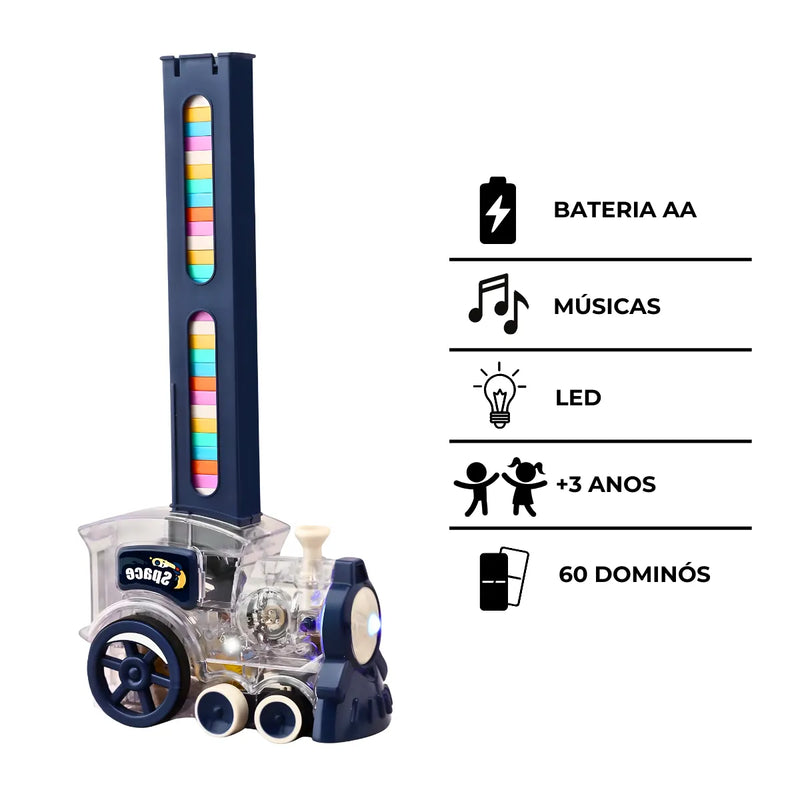 Trem Dominó Colorido Com Som e Iluminação Para Crianças * PRONTA-ENTREGA *