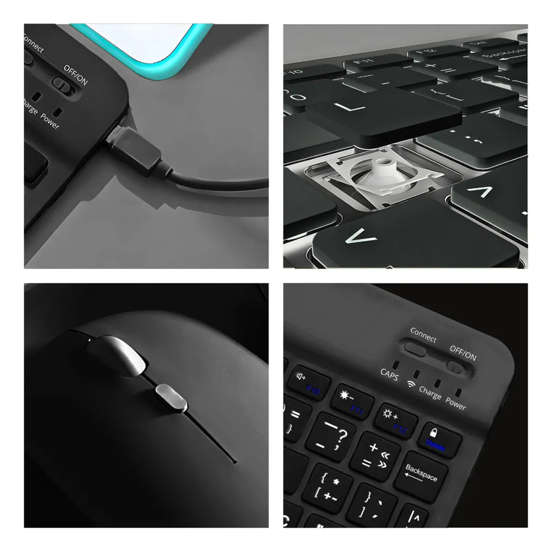 Teclado Sem Fio Bluetooth Recarregável Com Mouse * PRONTA-ENTREGA *