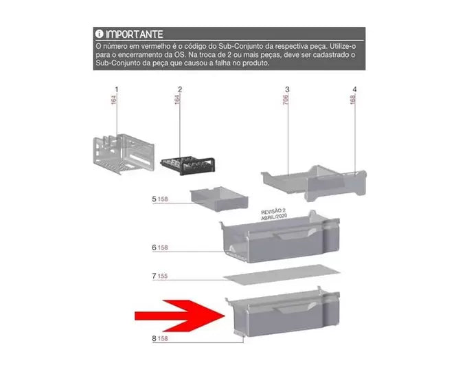 Gaveta Inferior Freezer Geladeira Electrolux DM85X DM84X DM86V DM86X DB83 DB83X DM83X DB84 DB84X DB84S A96999801 Original