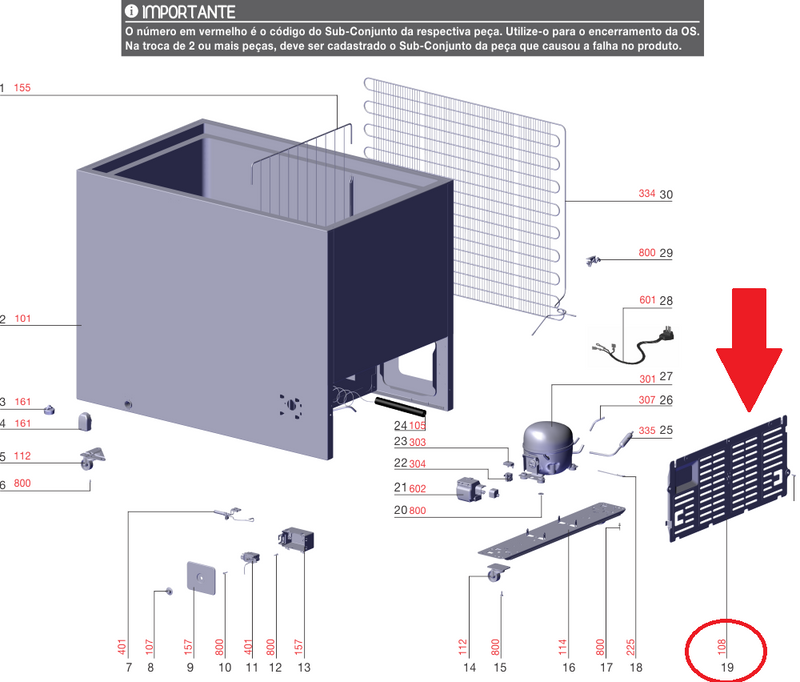 Grade Plástica Tampa compressor Freezer Horizontal Electrolux H330 H440 H550 A17903701