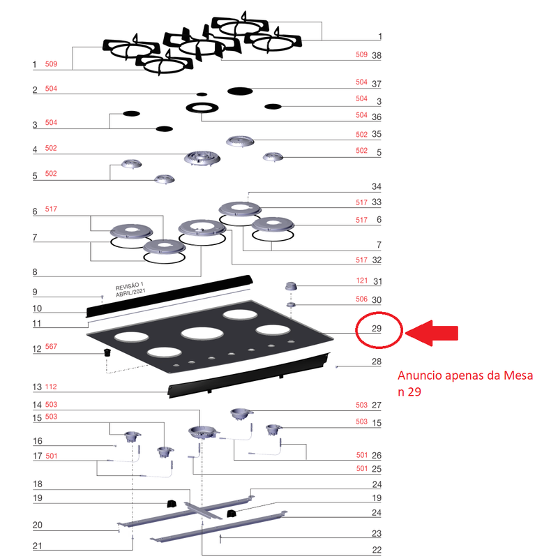 Mesa De Vidro Fogão Electrolux 76Sg Codigo A14099401 Original