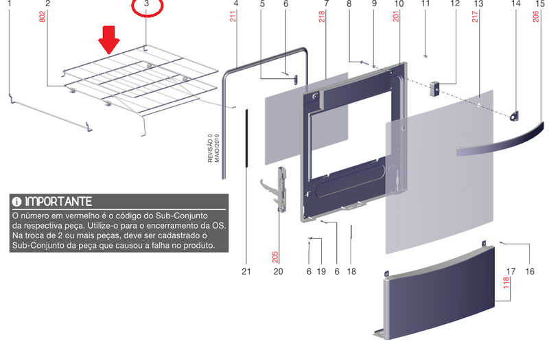 Prateleira Simples fogão Electrolux 52EXR 52LBR 52LBS 52LBU 52LPV 52LSV 52LXS 52LXU A17447302 Original