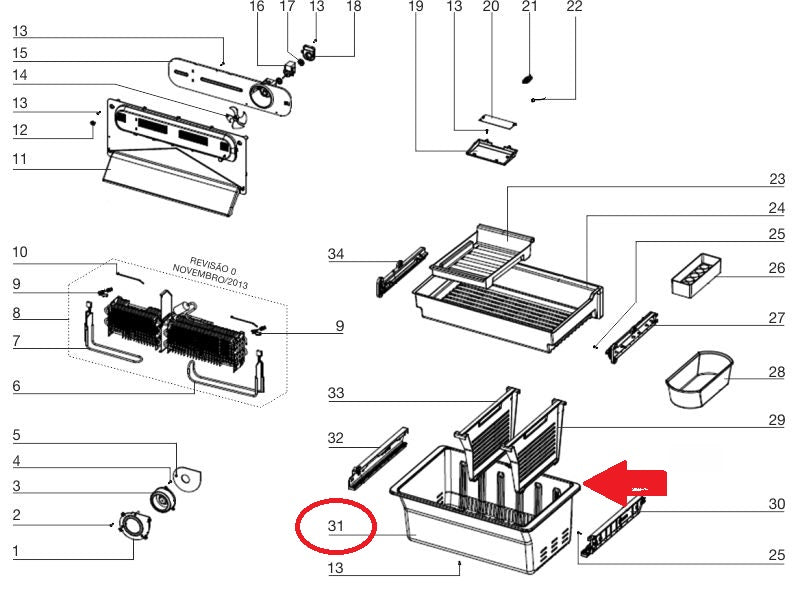 Gaveta Inferior Freezer Geladeira Electrolux FD90X FDI90 3011199300 A09057201 original