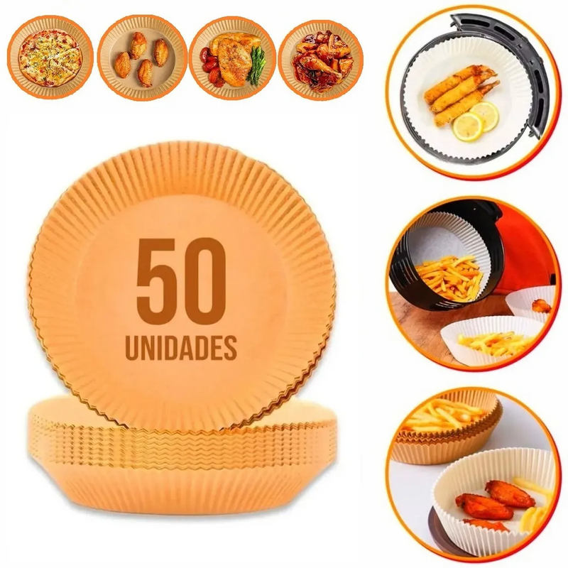 Forro de Papel Antiaderente Para Airfryer – 50 unidades * PRONTA-ENTREGA *