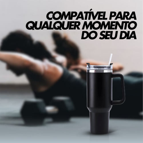 Copo Térmico Grande 1200 Ml Canudo Parede Dupla Cor BRANCO * PRONTA-ENTREGA *