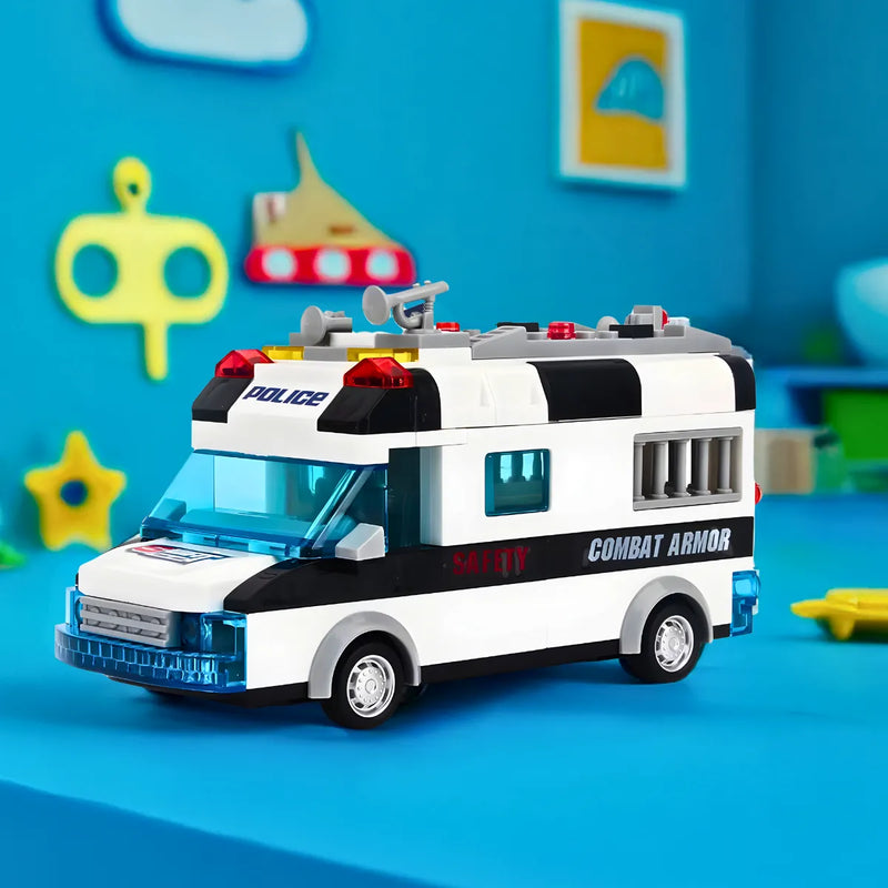 Carro Policia 77 Peças Lego Brinquedo com Luz Som * PRONTA-ENTREGA *