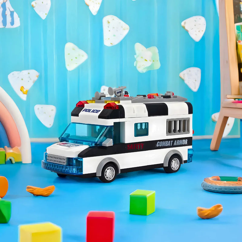 Carro Policia 77 Peças Lego Brinquedo com Luz Som * PRONTA-ENTREGA *