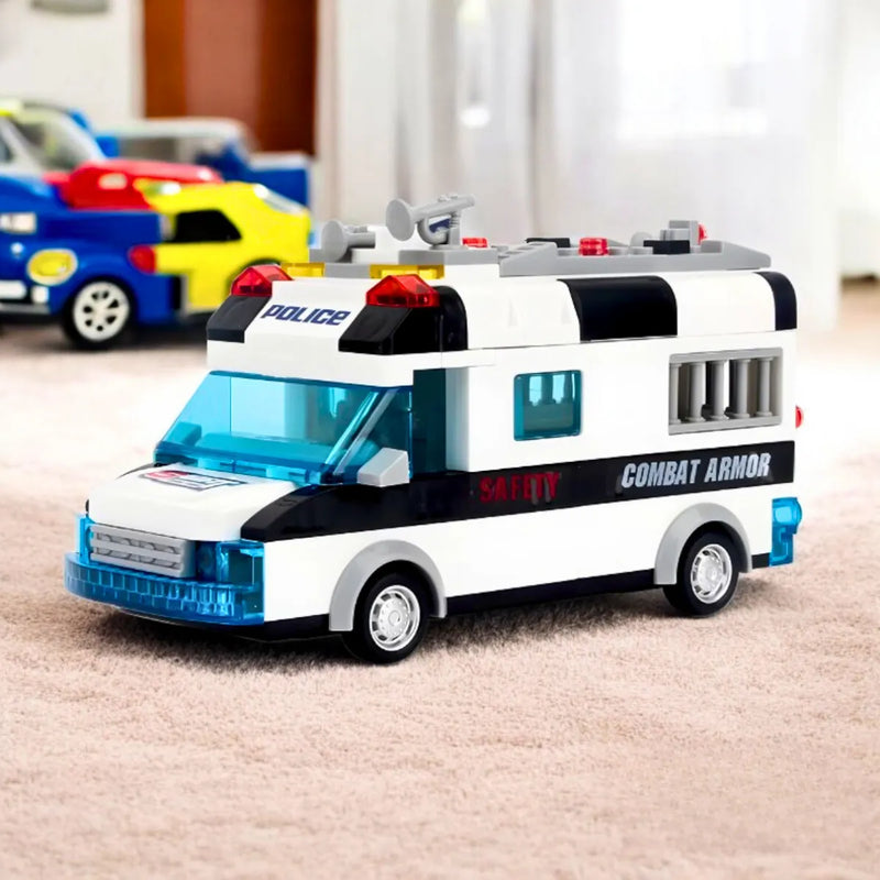 Carro Policia 77 Peças Lego Brinquedo com Luz Som * PRONTA-ENTREGA *