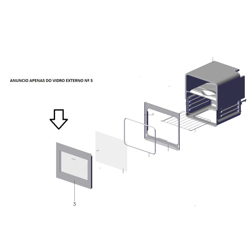 Vidro Externo Porta Forno Fogão Continental Fc5Gp Fc5Gs Fc5Ib Fc5Is Codigo A23328802