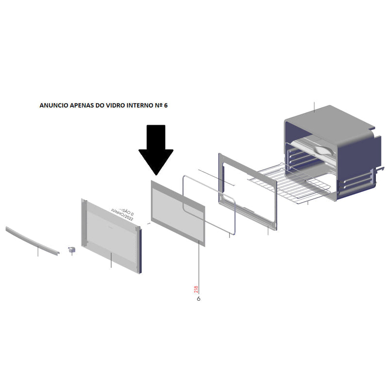 Vidro Interno Porta Forno Fogão Continental Fc5Gp Fc5Gs Fc5Ib Fc5Is Código A15587024 Original