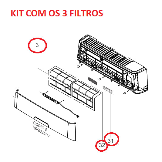 Kit Filtro Ar Condicionado Split Electrolux Wi09F Qi09F Qi09R Xi09F Xi09R Vi09R Vi09F Bi09F Ti07F Ti07R Vi07R Ti09F Bi09